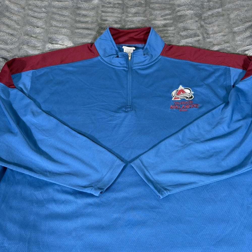NHL Colorado Avalanche 1/4 Zip Pullover Jacket Blue Burgundy Mens 2XL AR095